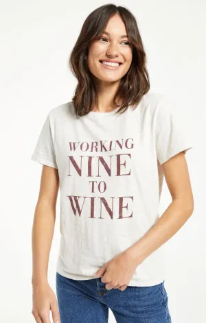 Working nine to wine easy tee in sandstone