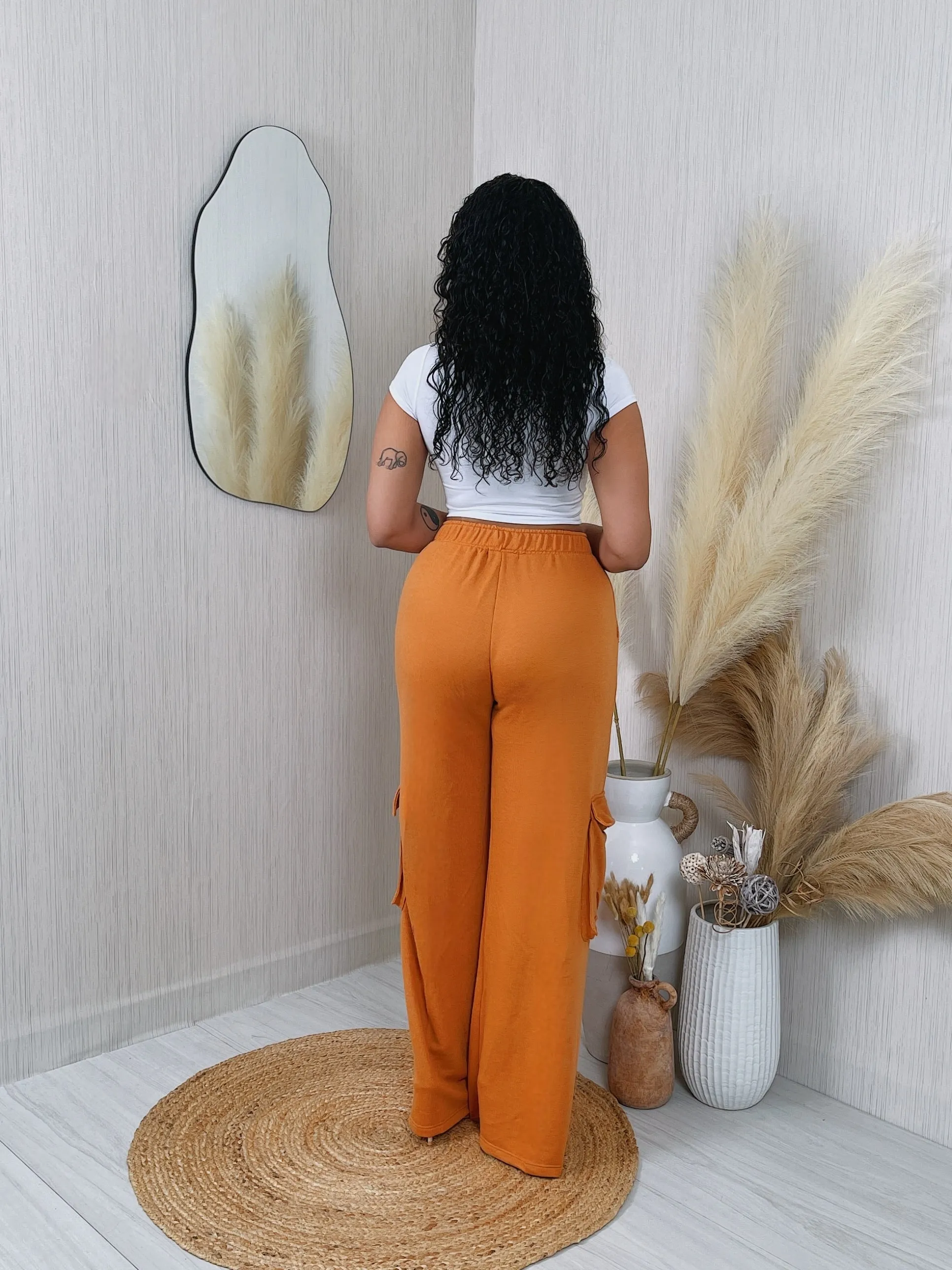 WP15221P - FRENCH TERRY WIDE LEG PANTS