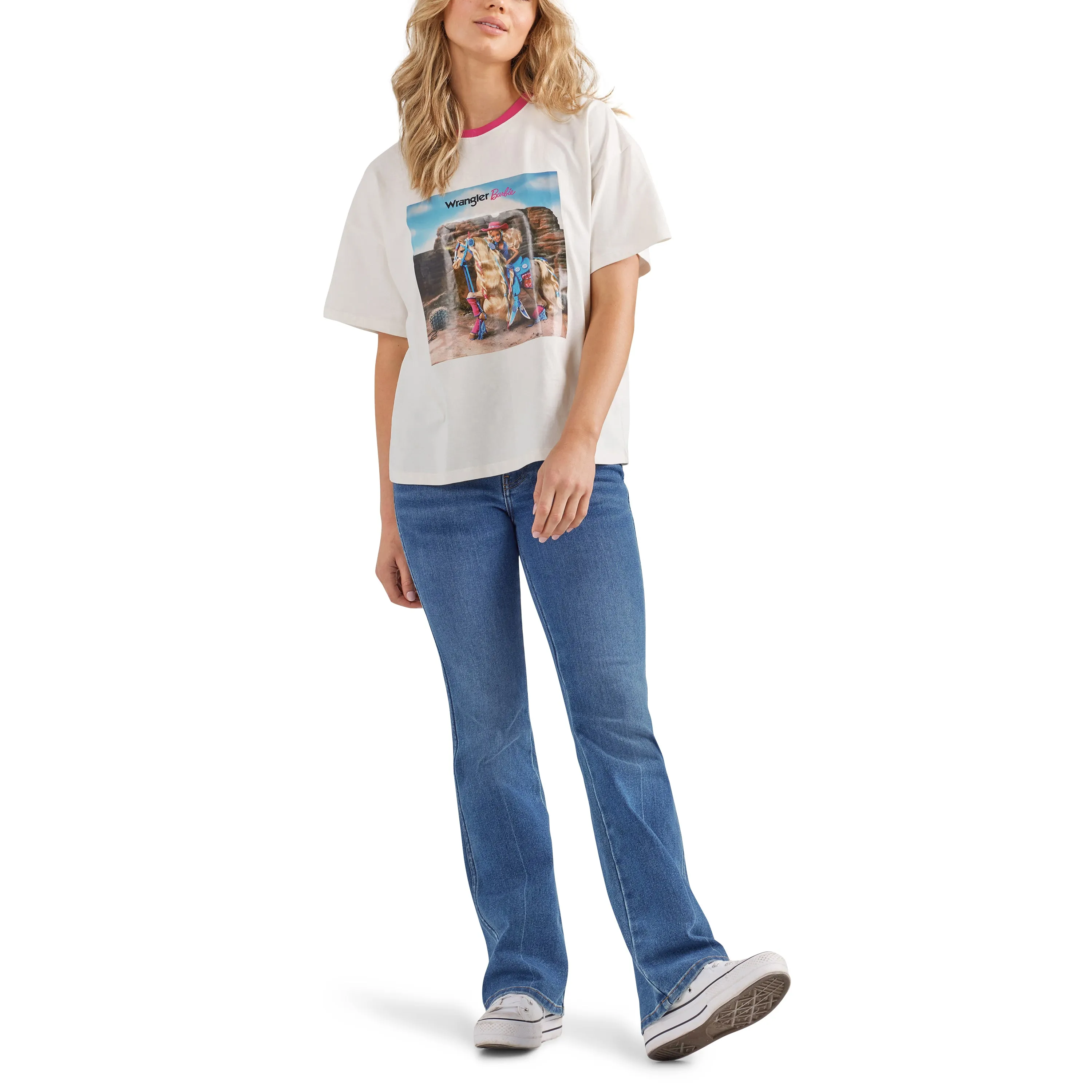 Wrangler Women's Barbie Desert Girlfriend Ringer Tee