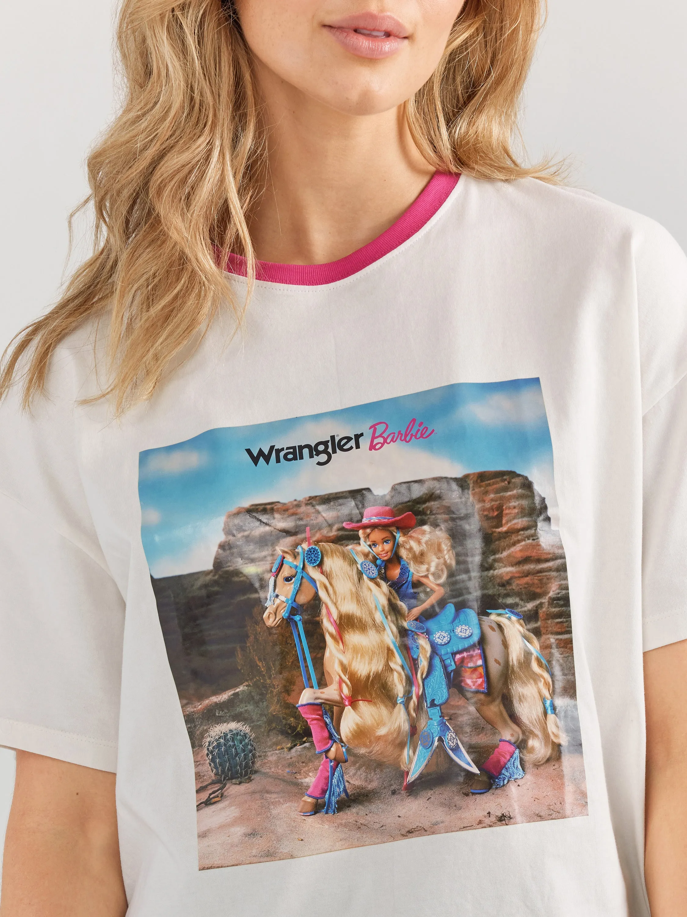 Wrangler Women's Barbie Desert Girlfriend Ringer Tee