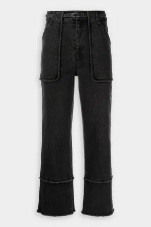 Zuri Cropped Wide Leg Pant in Black